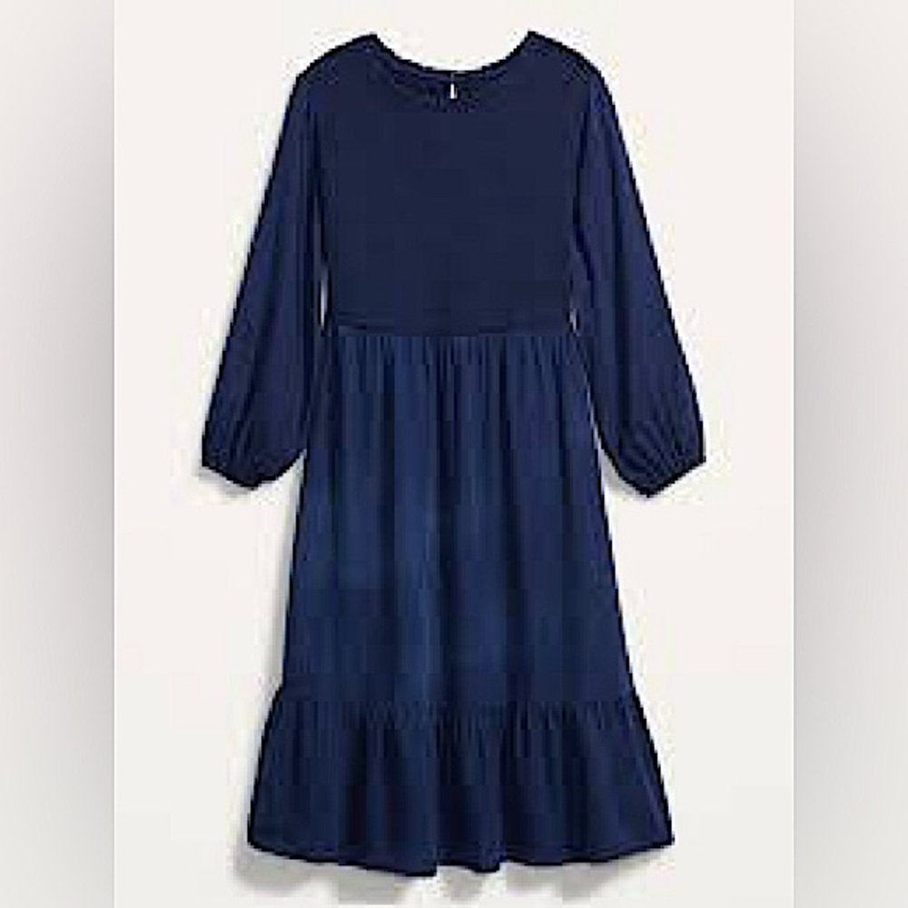 Old Navy Smocked Chambray Fit & Flare Midi Dress Size M Petite